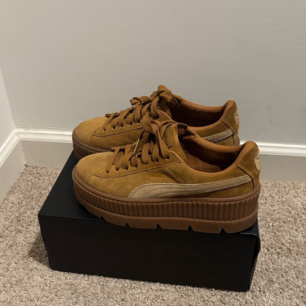 Puma womens Brown Suede Platform Sneakers